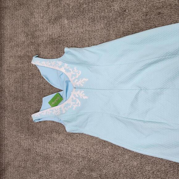 Lilly Pulitzer Dress Gabyy Shift Seasalt Blue White Sleeveless Rhinestone NWT 8 - Picture 12 of 12